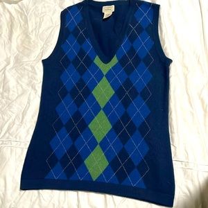 L.L. Bean Argyle V- Neck Sweater Vest